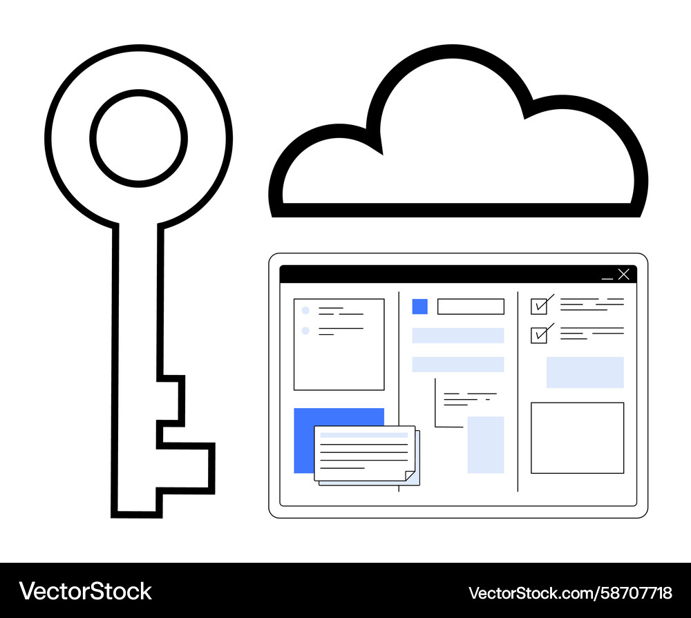 Cloud Access Security Key Vector Image