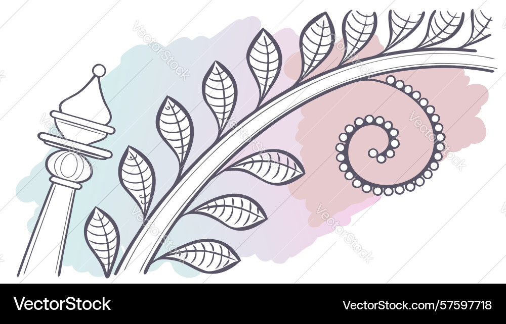 Decorative feather with ornate patterns Vector Image