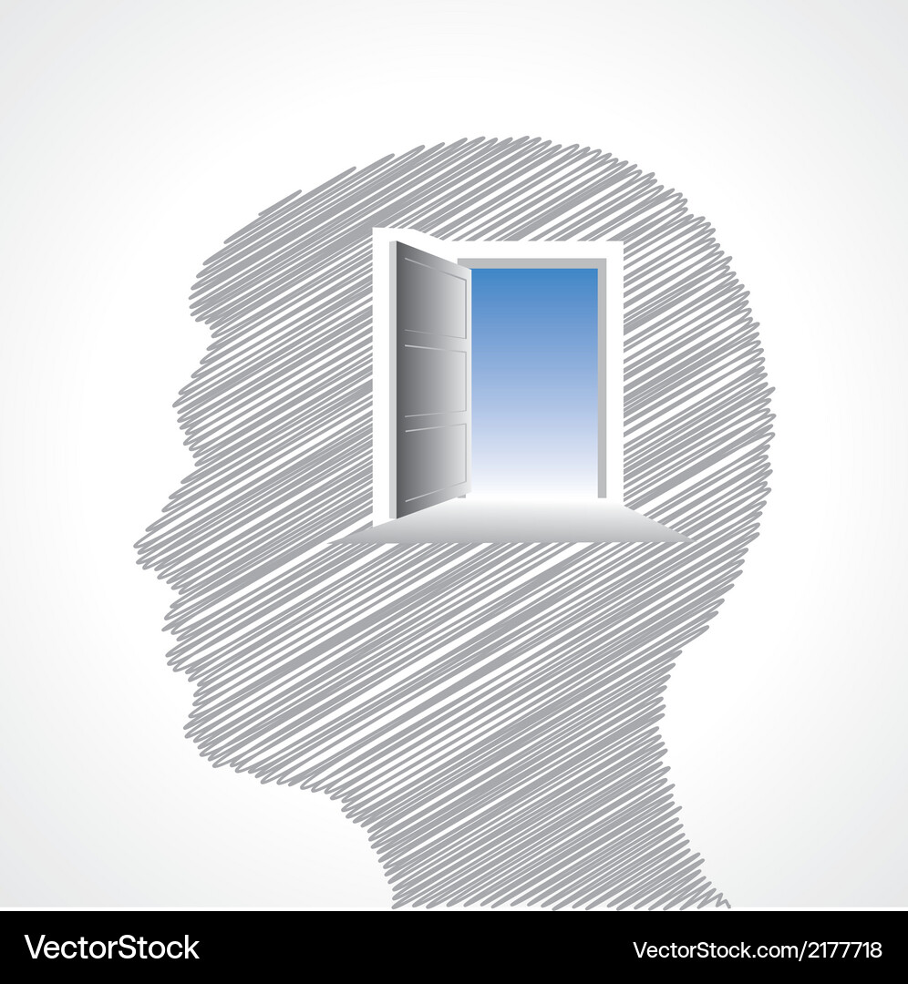 Human Mind with Door Vector Image