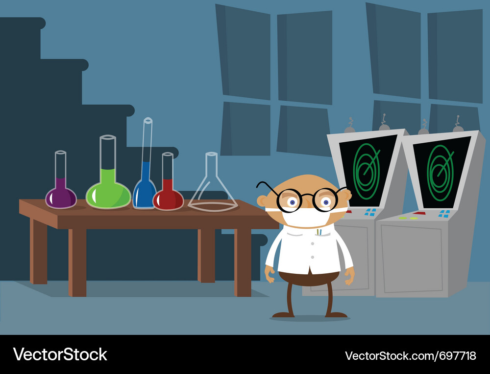 Menacing Scientist in Laboratory Vector Image