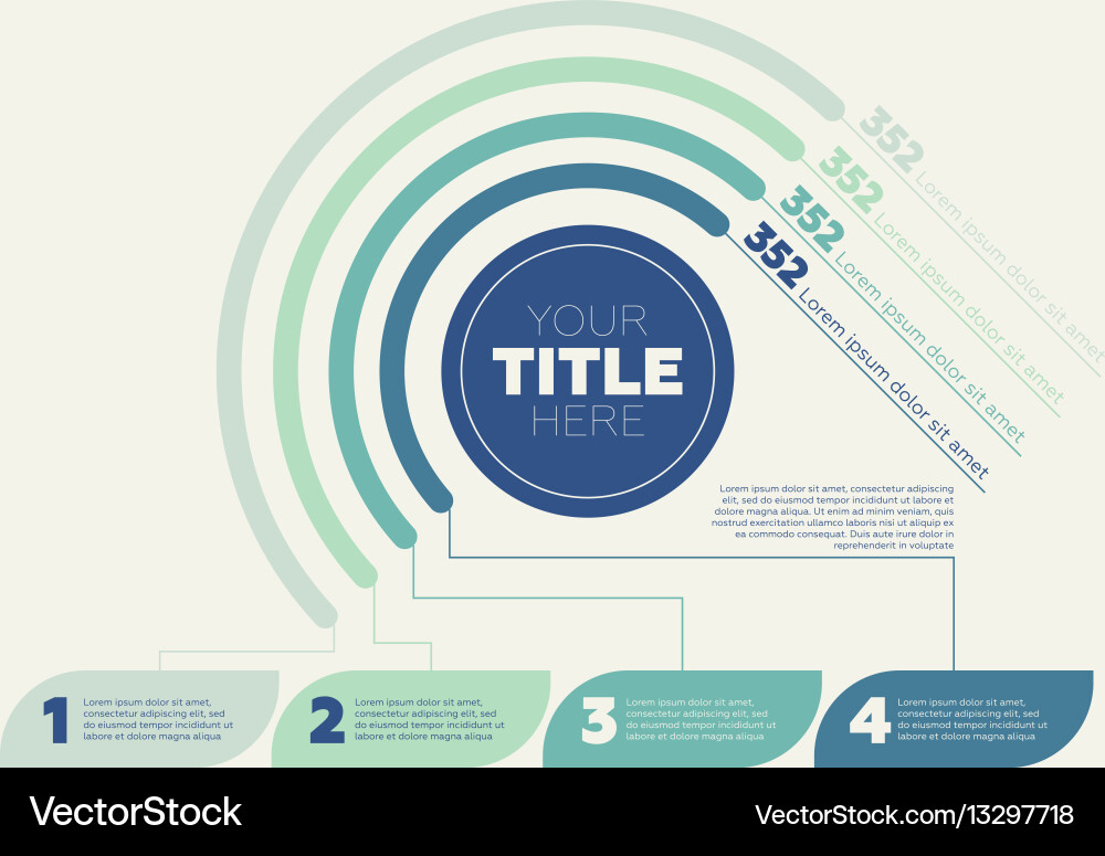 Pie chart 4 steps and circle header vector image