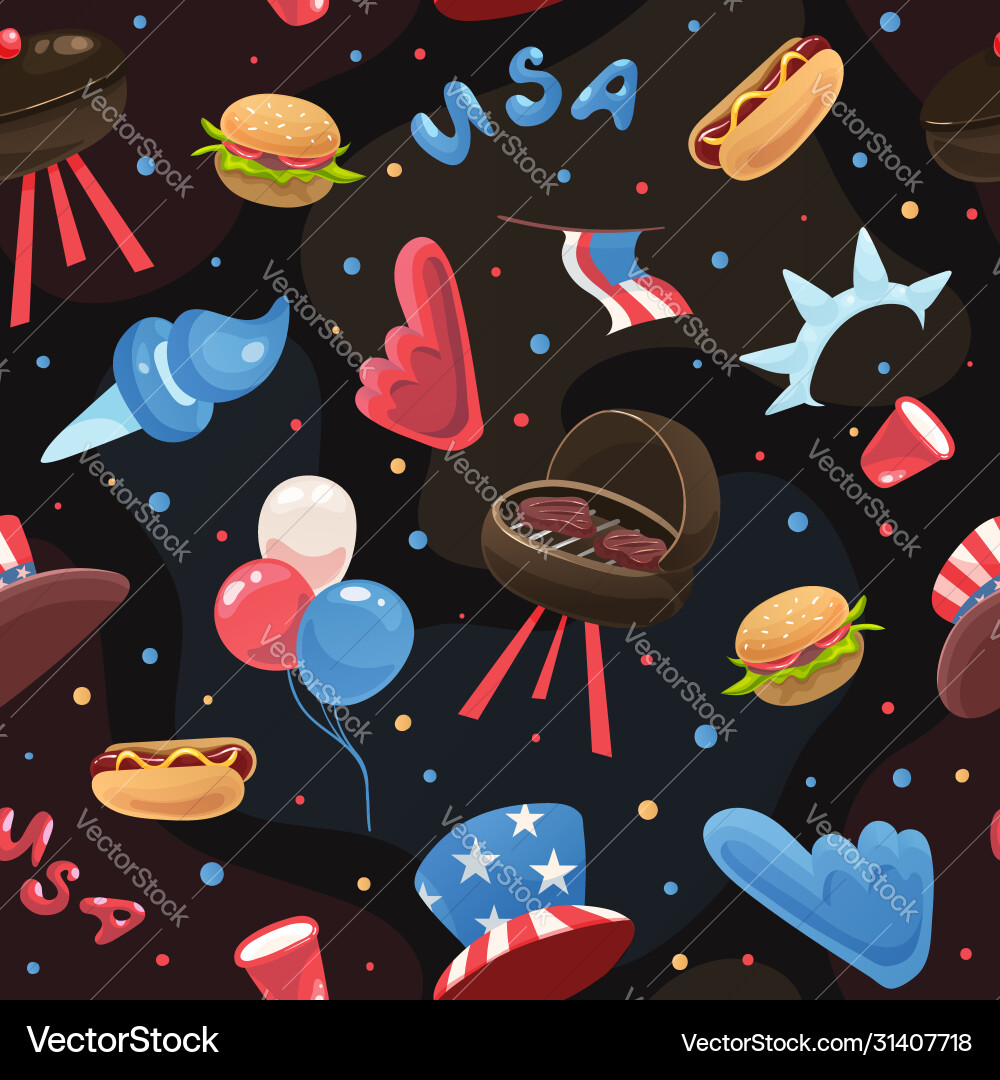 Seamless pattern with 4th july elements Vector Image
