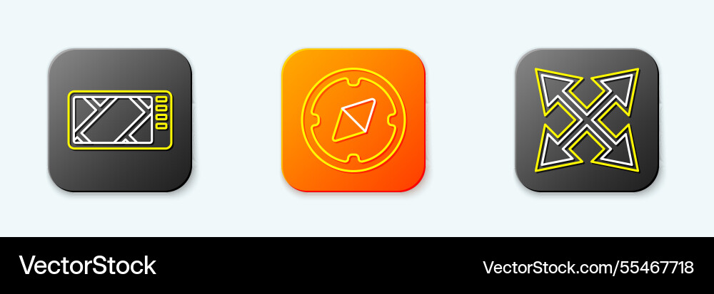 Set line gps device with map compass and road Vector Image