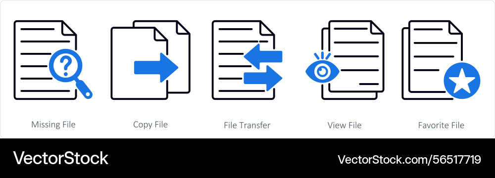 A set of 5 files icons as missing file copy vector image