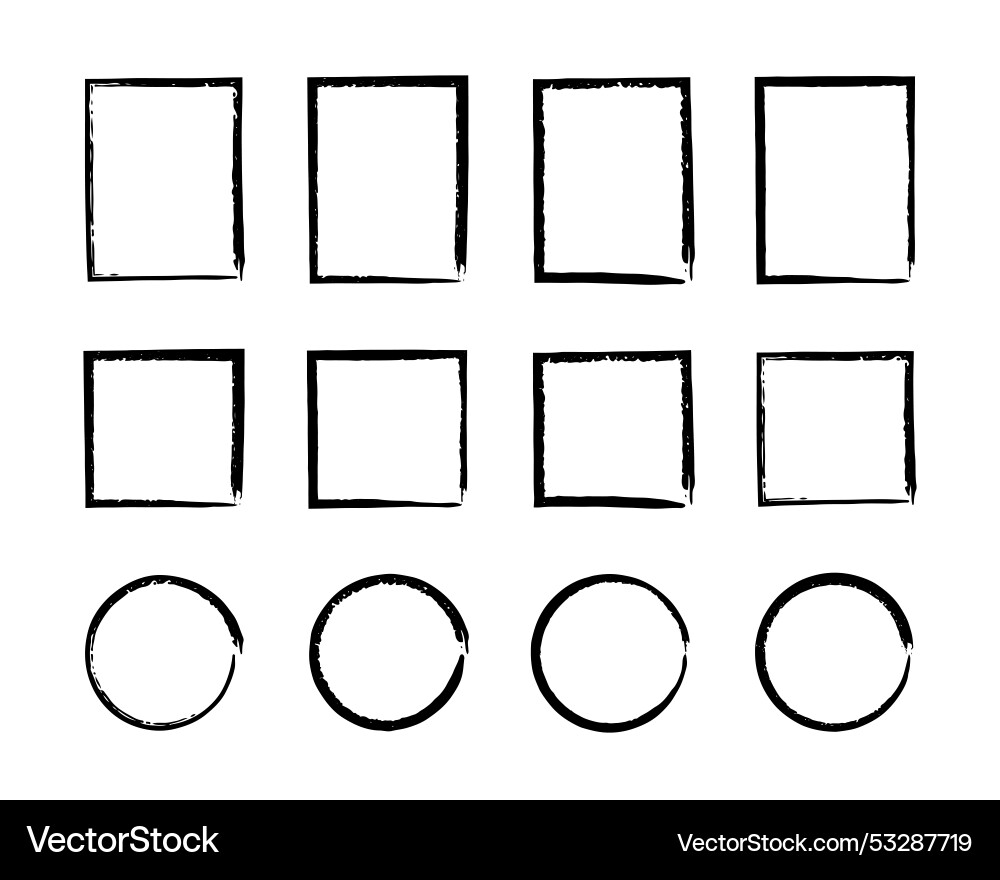Grunge circle square and rectangle frames Grunge circle square and rectangle frames vector image