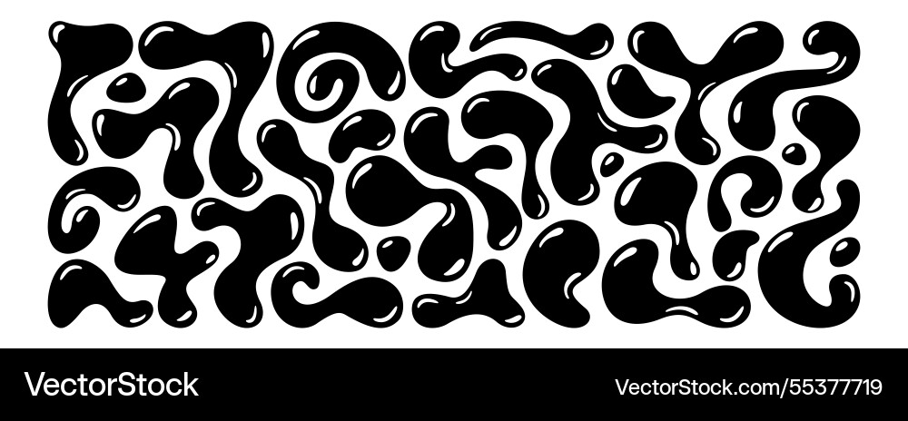 Set of black glossy random irregular blobs Set of black glossy random irregular blobs Vector Image