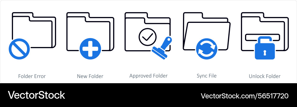 A set of 5 files icons as folder error new vector image