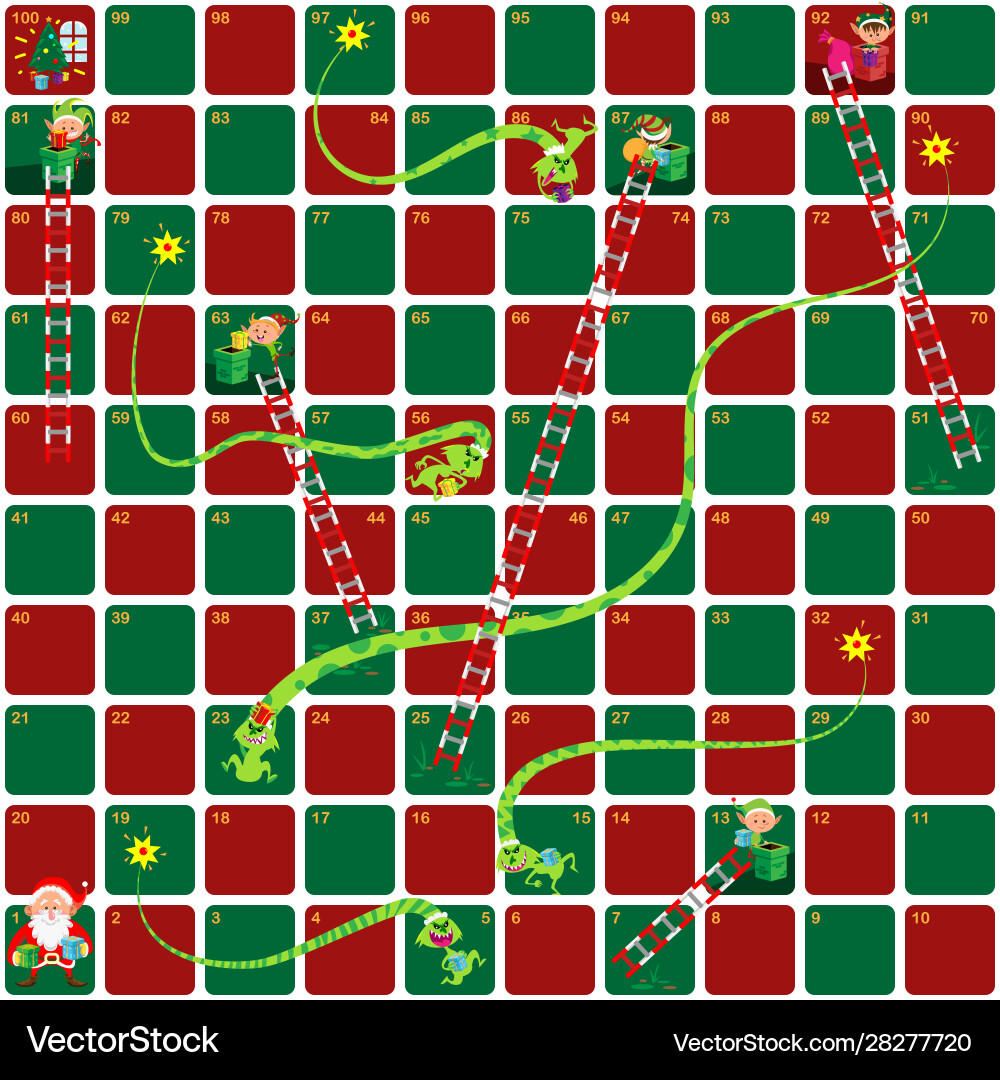 christmas snakes and ladders game – royalty-free vector