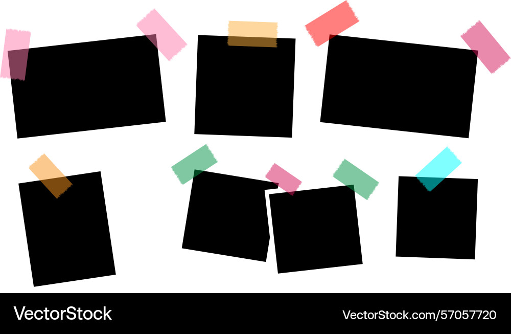 Collection of empty photo frames with colorful Vector Image