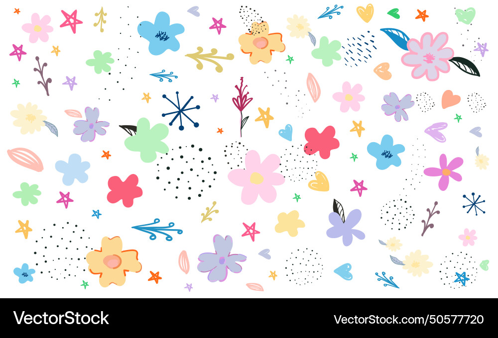 Colorful abstract spring summer silhouette flowers