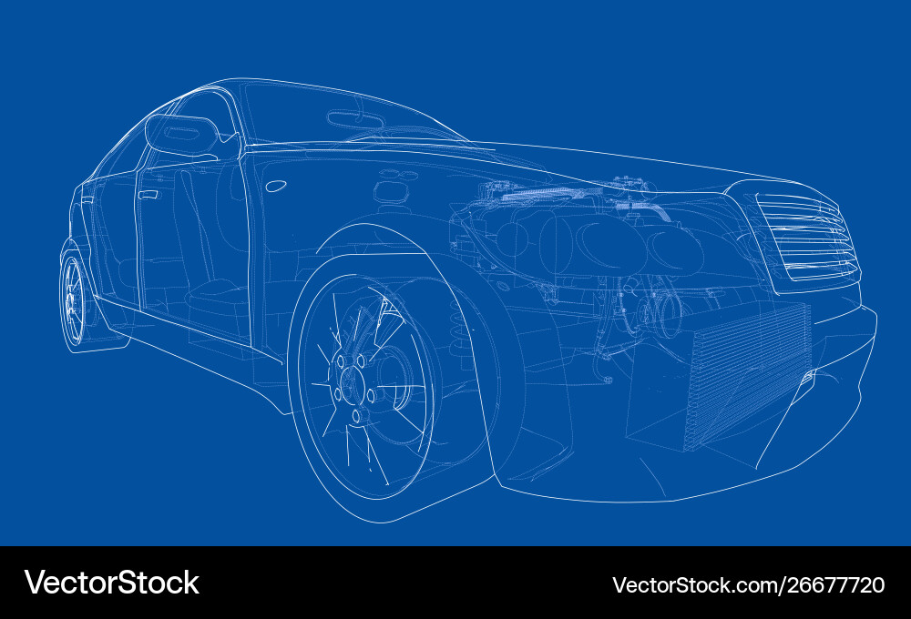 Concept car rendering 3d Vector Image