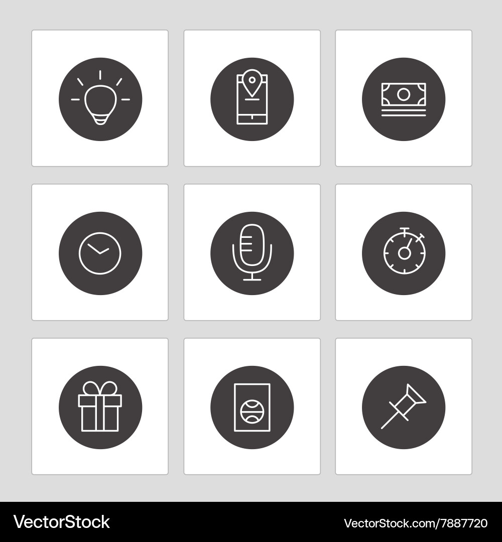 Different line style icons on circles Vector Image