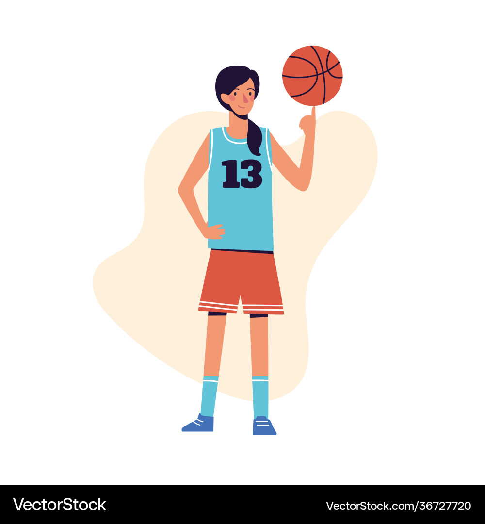 Frau spielt Basketball Flat Design Konzept Frau spielt Basketball Flat Design Konzept vektorbild