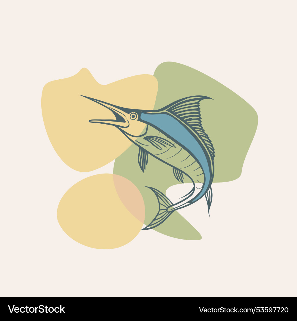 Sailfish Schwertfisch marlin auf blobs Hintergrund Vektorbild