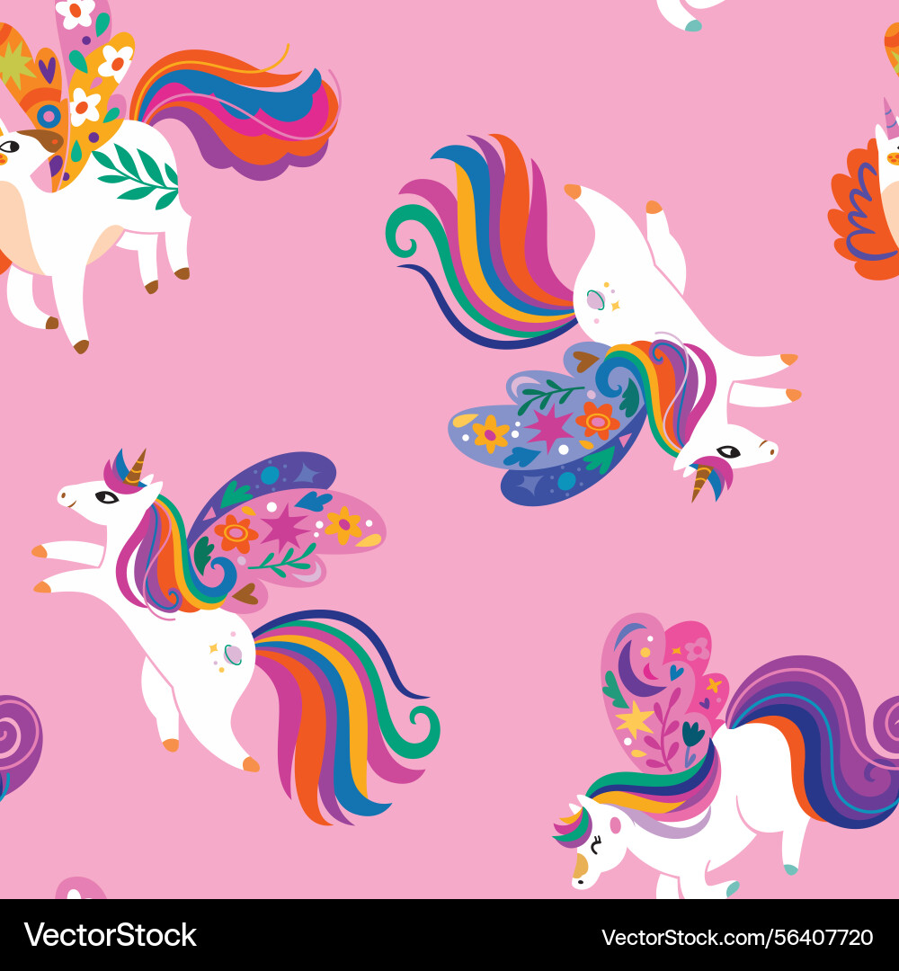 Seamless pattern with magic unicorns Seamless pattern with magic unicorns vector image