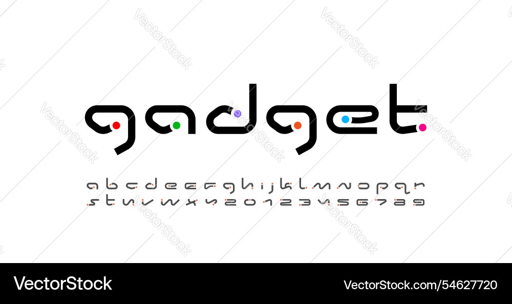 Technical wide future font digital cyber alphabet Technical wide future font digital cyber alphabet vector image