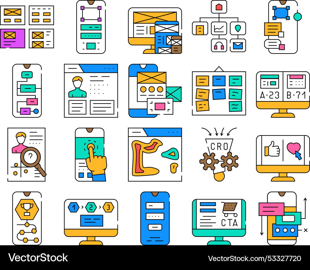 Ui ux web interface app icons set Ui ux web interface app icons set vector image