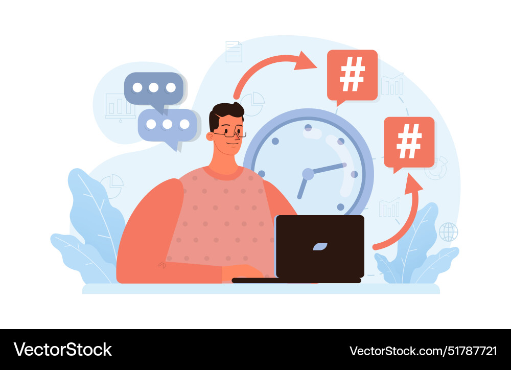 Hashtag character using digital device Vector Image