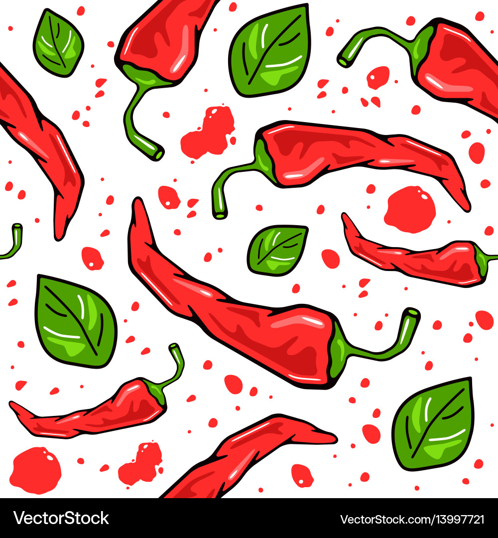 Hot pepper seamless pattern Hot pepper seamless pattern vector image