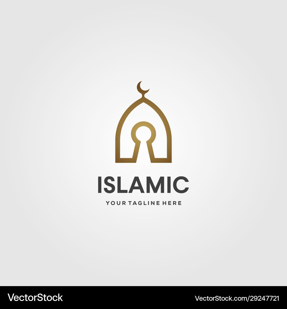 Islamic Dome Line Art Logo Vector Image