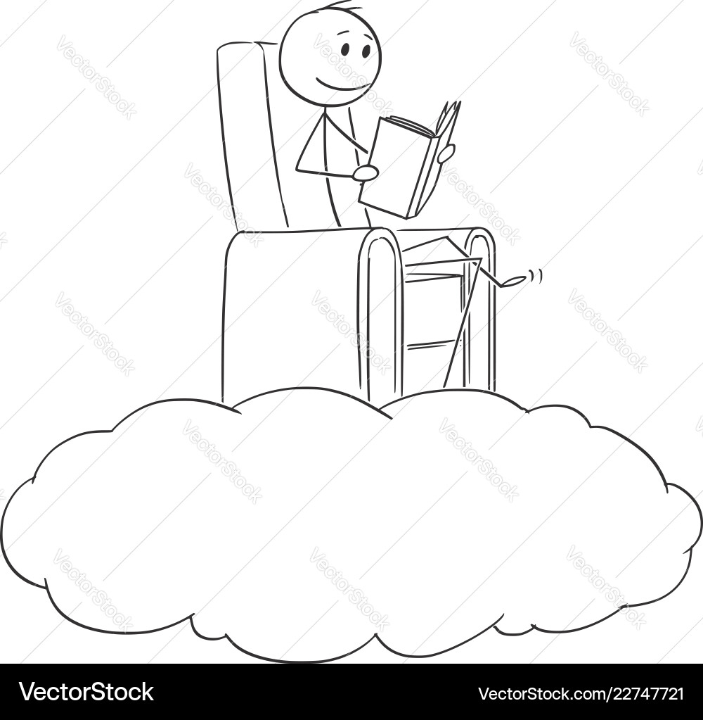 Man Reading on a Cloud Vector Image