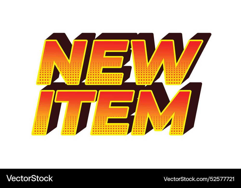 New item text effect in 3d style for print ad New item text effect in 3d style for print ad vector image
