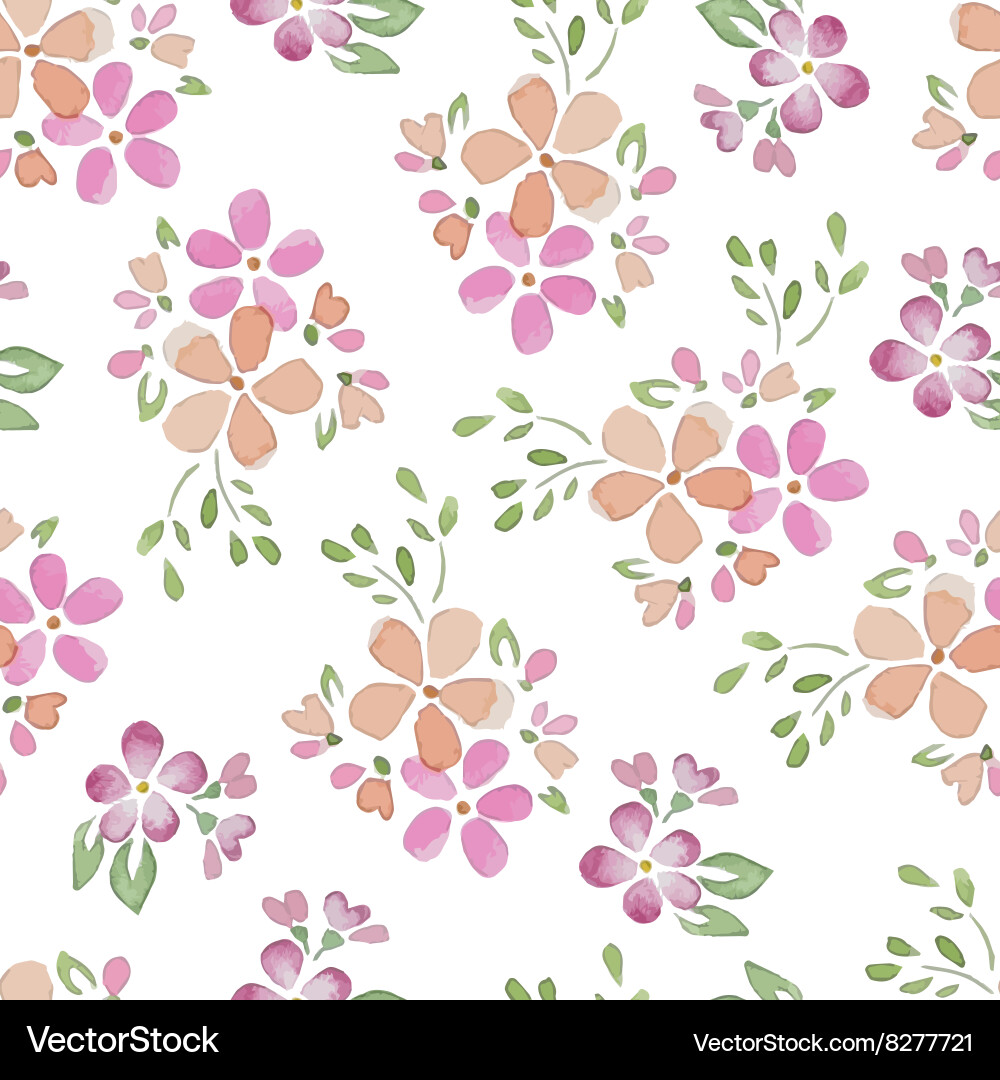Seamless patterns with watercolor flowers vector image