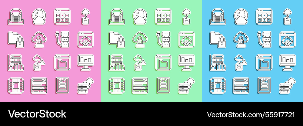 Set line network cloud connection monitor Set line network cloud connection monitor Vector Image
