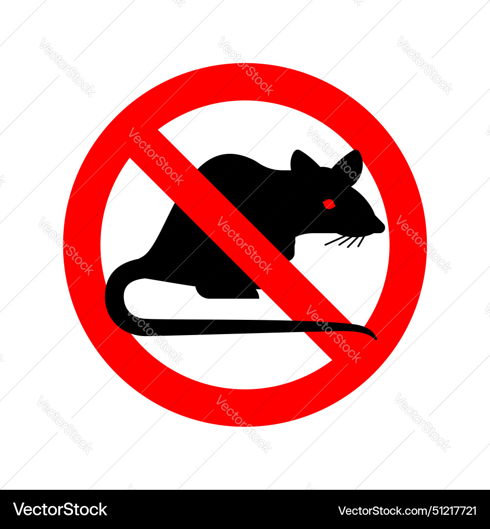 Stop rat ban big mouse rodent prohibitive sign Vector Image