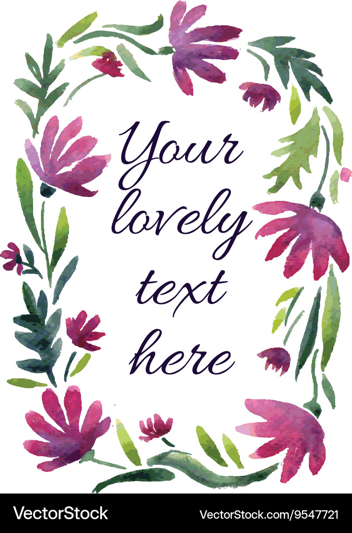 Watercolor Floral Frame - Wedding & Cards Vector Image