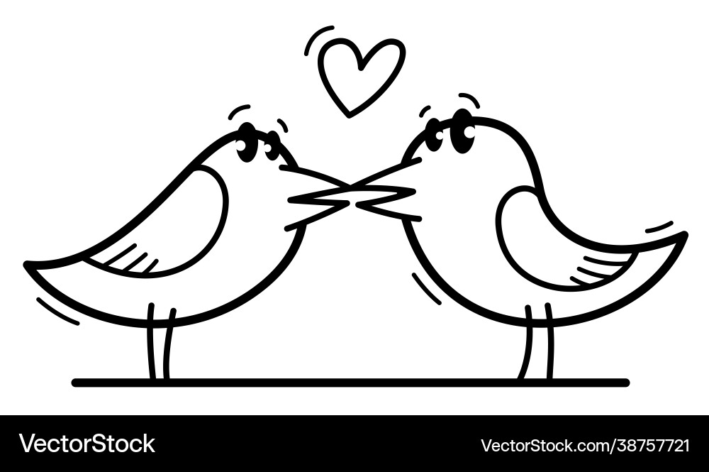 Zwei kleine süße Vögel Liebhaber romantische Kuss Zwei kleine süße Vögel Liebhaber romantische Kuss vektorbild