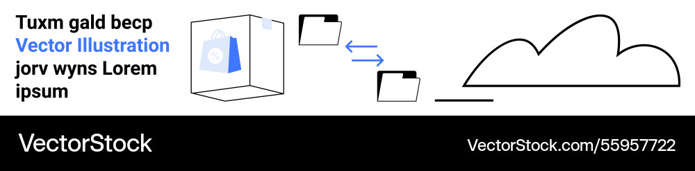 Cloud data transfer workflow with folders Cloud data transfer workflow with folders vector image