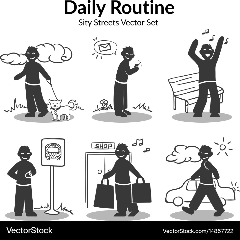 Man with Dog - Daily Routine vector image