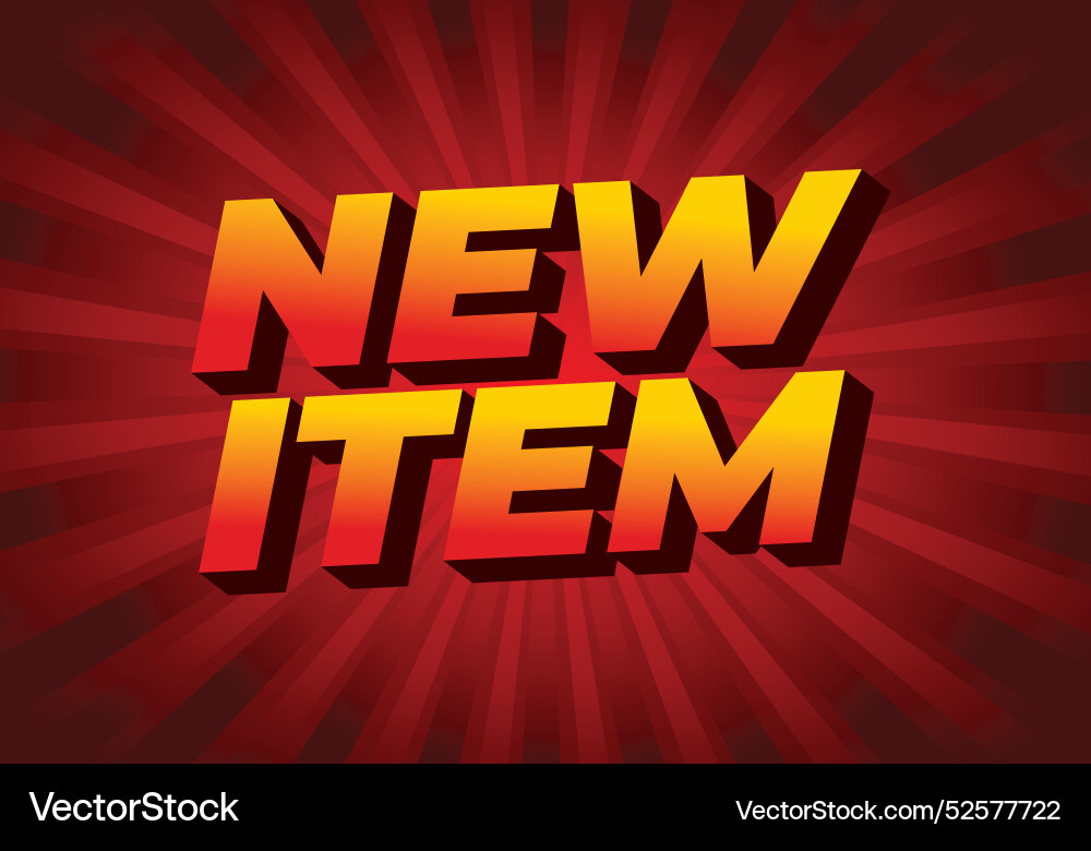 New item text effect in 3d style for print ad vector image
