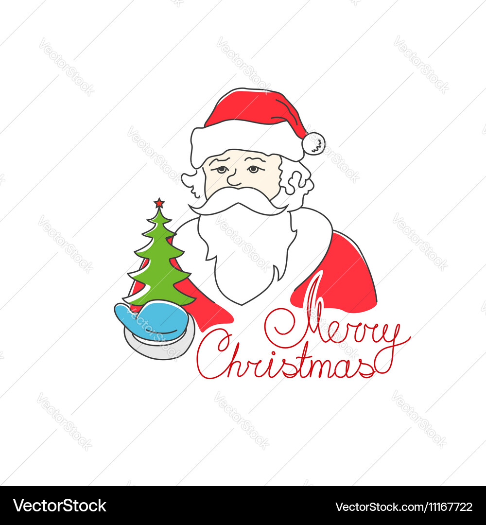 Santa with Christmas Tree Vector Image