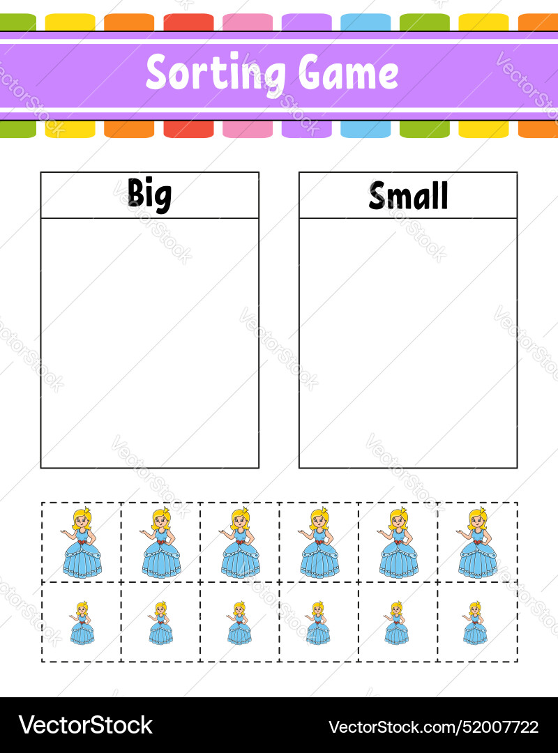 Sorting game for children happy characters big Vector Image
