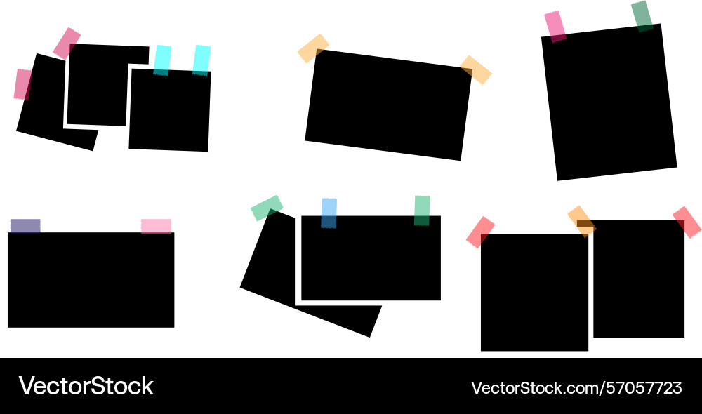 Collection of empty photo frames with colorful Vector Image