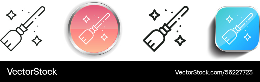 Magic broom icon thin linear regular and button vector image