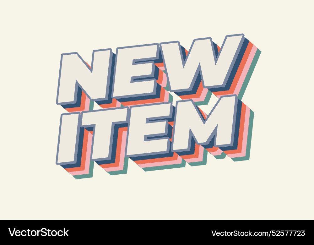New item text effect in 3d style for print ad New item text effect in 3d style for print ad vector image