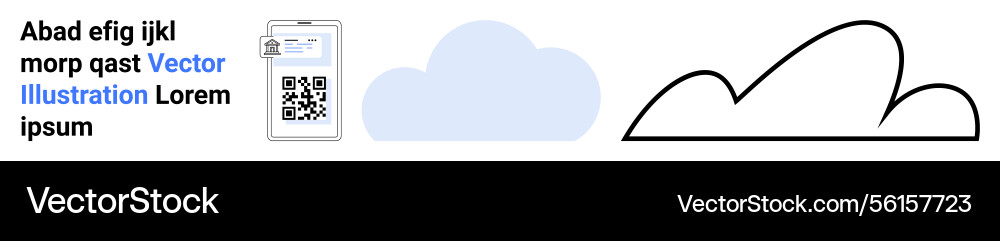 Qr code on smartphone and cloud elements Qr code on smartphone and cloud elements vector image