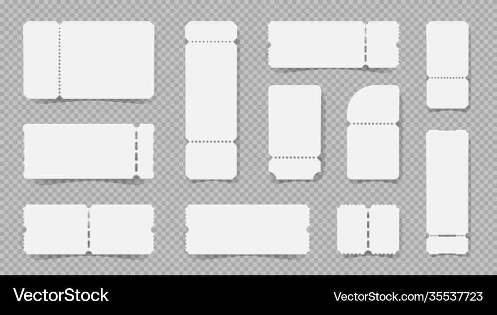 Realistic Empty Ticket Set Mockups vector image