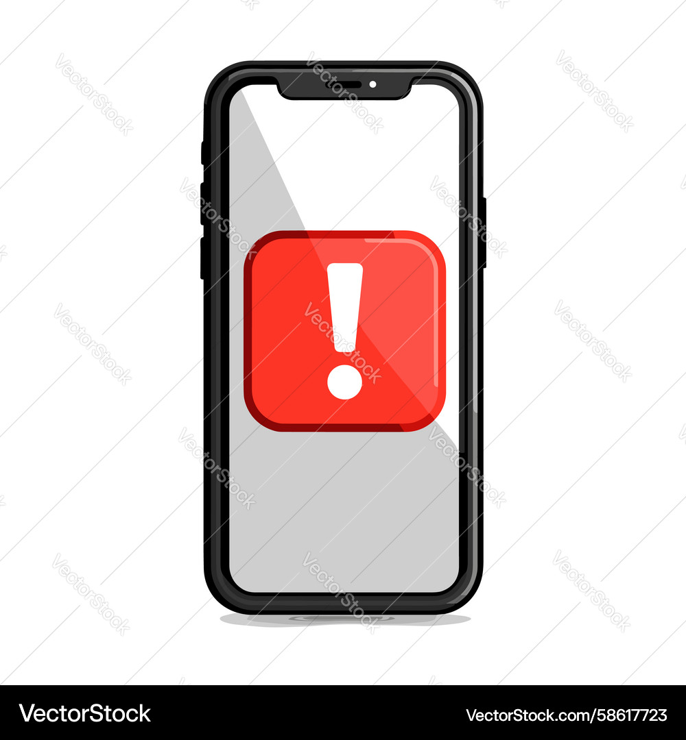 Smartphone displaying a warning notification Vector Image