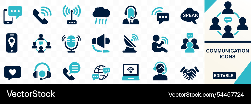 Communication icon set solid flat icons c Vector Image