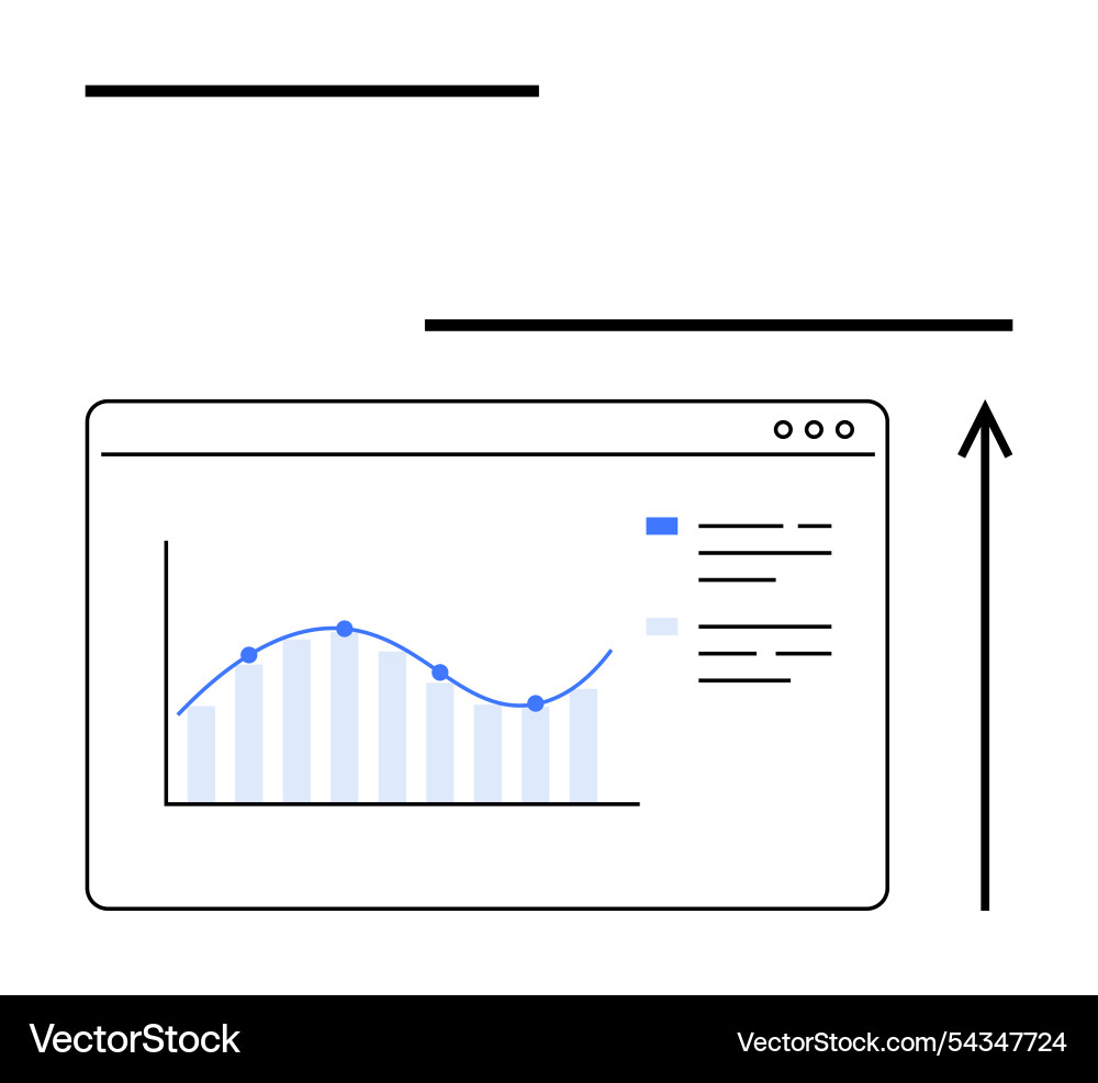 Data analytics dashboard with growth arrow Vector Image