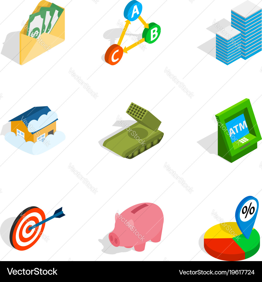 Feedback loop icons set isometric style vector image