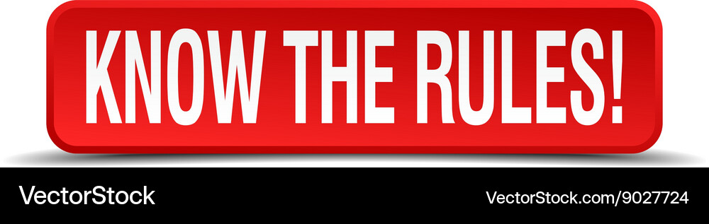 Know the rules red 3d square button isolated Vector Image