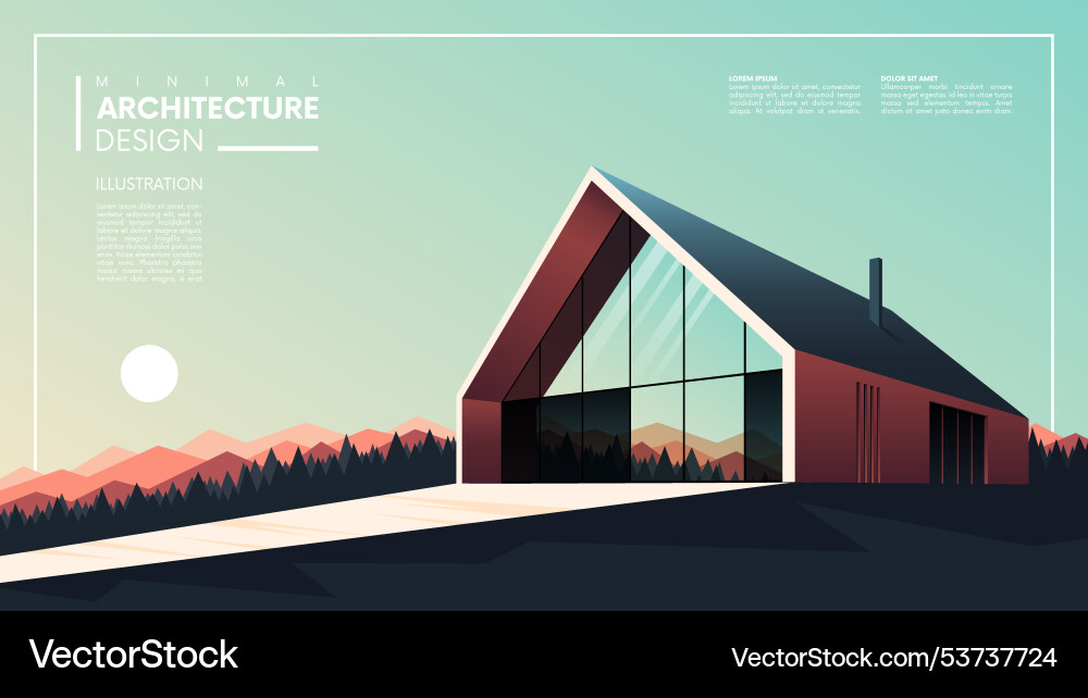 Minimalist geometric modern house in the mountains Minimalist geometric modern house in the mountains vector image