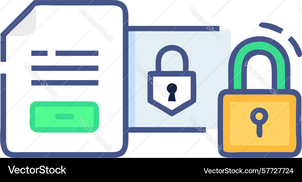 Secure document with padlock information access vector image