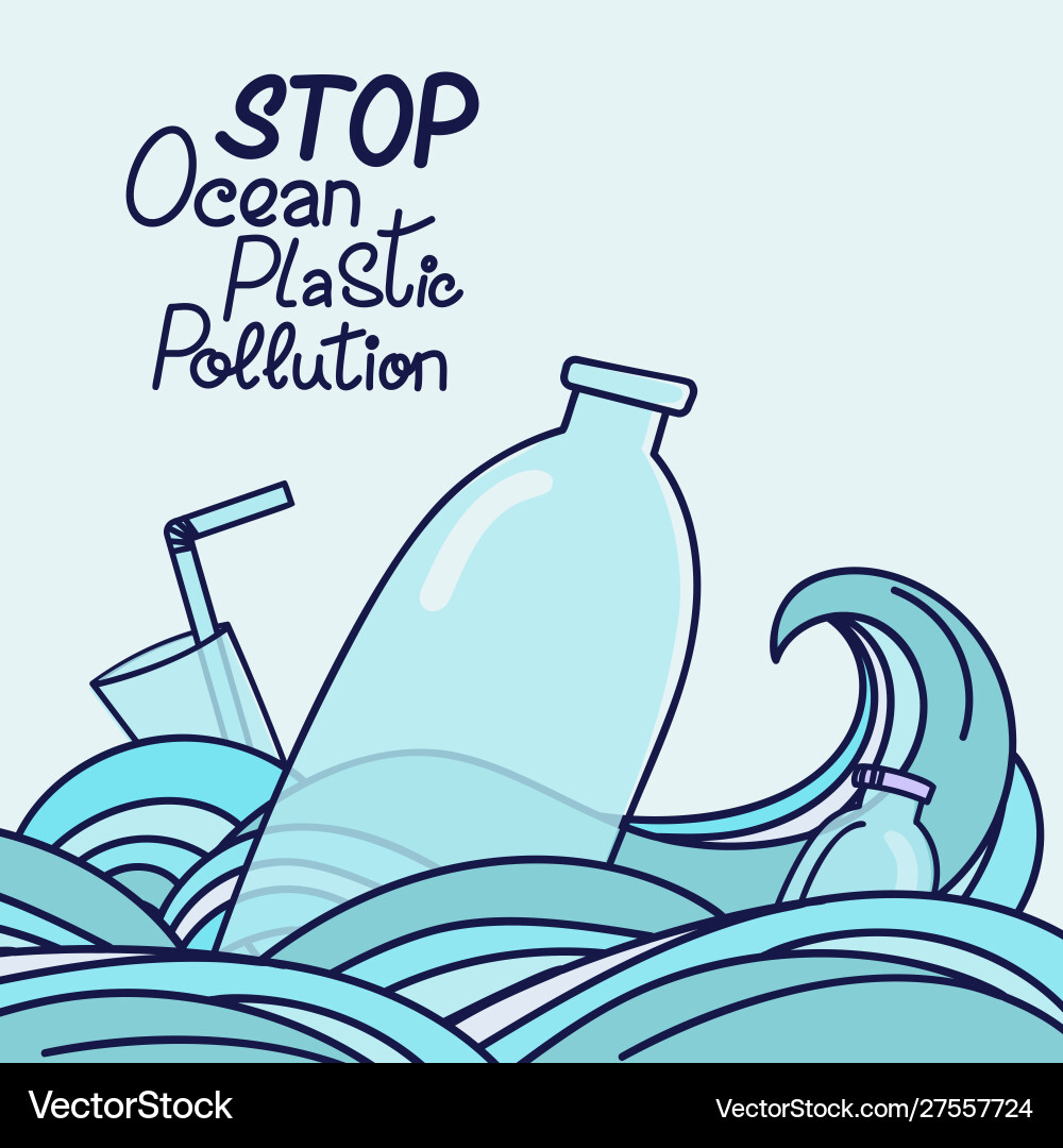 Stop ocean plastic pollution Stop ocean plastic pollution vector image
