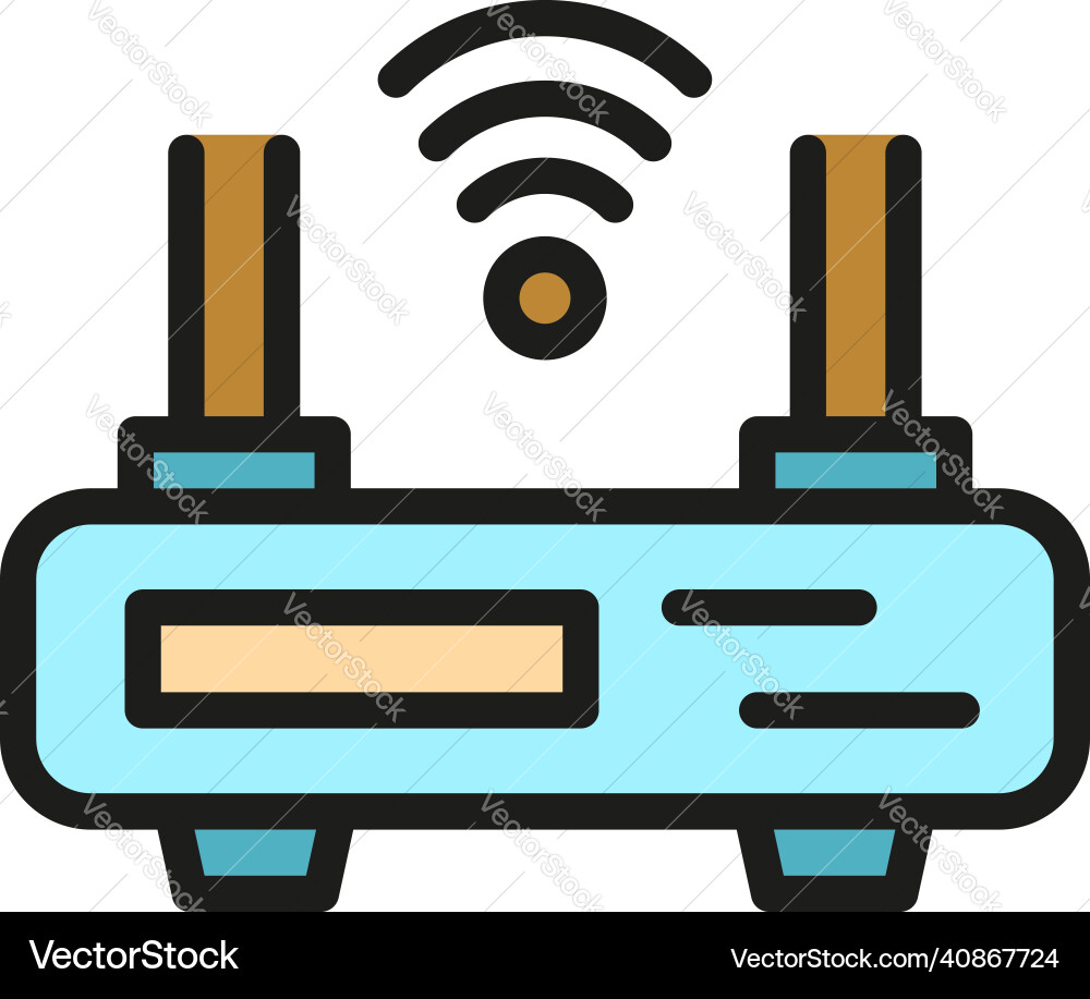 Wifi modem device icon color outline Wifi modem device icon color outline vector image